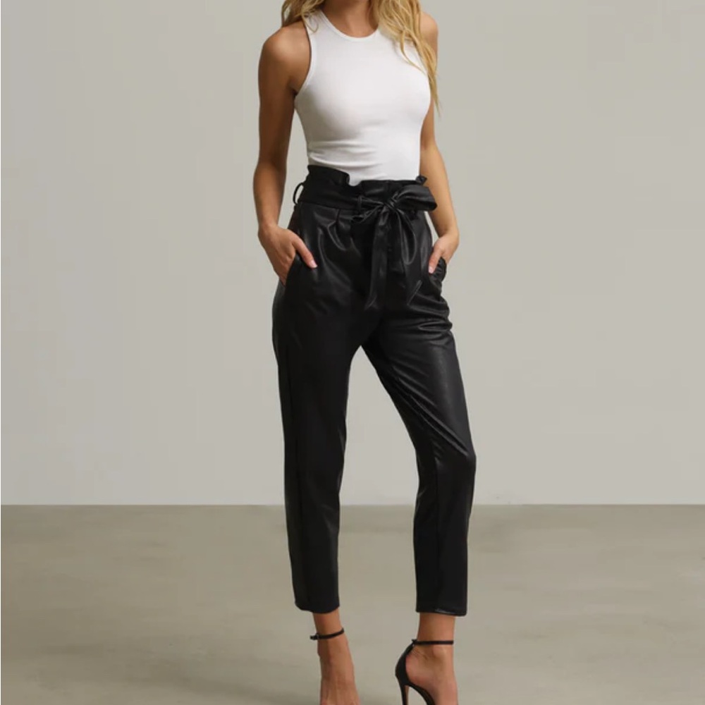 Commando Black Faux Leather Paper Bag Pant Small NWT